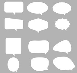 speech bubble icon on gray background. flat style. Blank empty white speech bubbles. speech bubble sign. white bubble speech for your web site design, logo, app, UI. video call sign.
