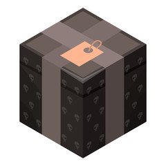 Halloween gift box icon. Isometric of halloween gift box vector icon for web design isolated on white background