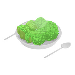 Broccoli on plate icon. Isometric of broccoli on plate vector icon for web design isolated on white background