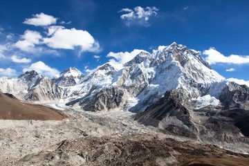 Panoramic view of Everest and Nuptse