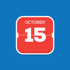 October 15 Calendar Flat Icon