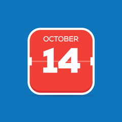 October 14 Calendar Flat Icon