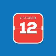 October 12 Calendar Flat Icon