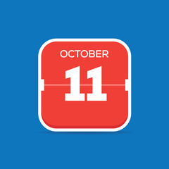 October 11 Calendar Flat Icon