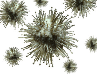 Conceptual 3D Virus Cells. Isolated on white background