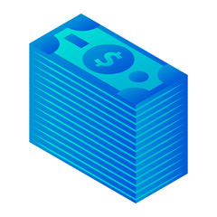 Dollar stack icon. Isometric of dollar stack vector icon for web design isolated on white background