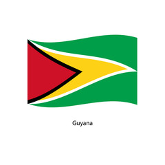 Guyana flag. Isolated national flag of Guyana. Waving flag of the Co-operative Republic of Guyana.