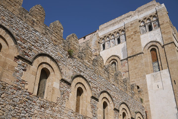 Fototapeta na wymiar Cefalu, Italy - September 09, 2018: Side view of the Cathedral of Cefalu