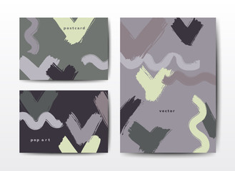 Obraz na płótnie Canvas Modern grunge brush postcards colorful vector templates