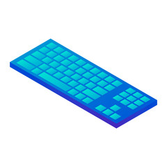 Blue keyboard icon. Isometric of blue keyboard vector icon for web design isolated on white background