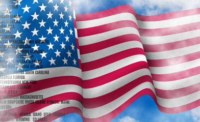 American flag against the sky