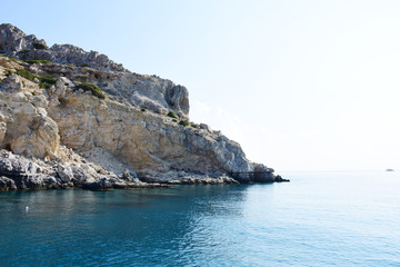 View of the coast of the Greek island of Rhodes.