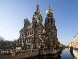 Fototapeta na wymiar The Church of the Savior on Spilled Blood Saint-Petersburg Russia. Church was built in 1883-1907.