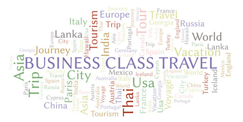 Business Class Travel word cloud.