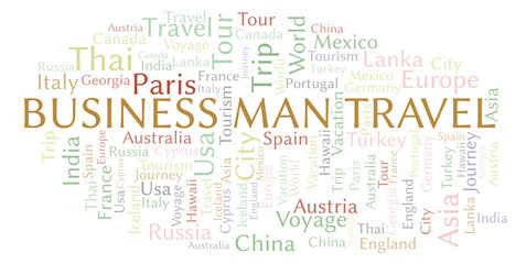 Fototapeta premium Business Man Travel word cloud.
