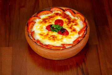 Baked meat with cheese