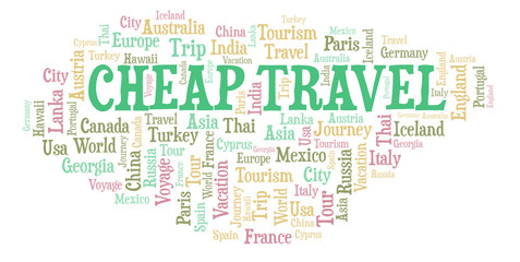 Obraz premium Cheap Travel word cloud.