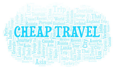 Obraz premium Cheap Travel word cloud.