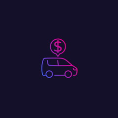 car rent, payment vector line icon