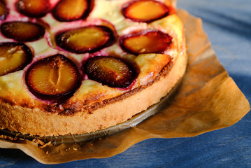 Рomemade plum and curd pie