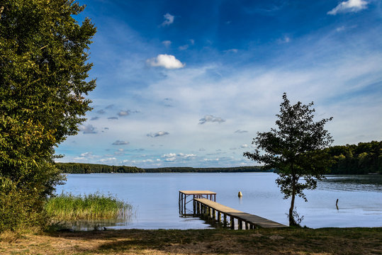 Badestelle mit Steg am Gro&szlig;en Zechliner See bei Flecken Zechlin