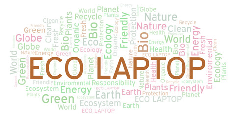 Obraz premium Eco Laptop word cloud.