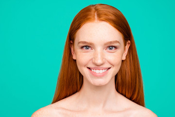 Advertising concept. Close-up portrait of nice cute cheerful att