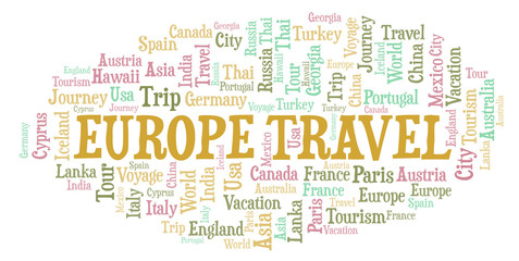 Europe Travel word cloud.