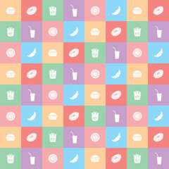 Color Fastfood Background With Menu, Vector Illustration