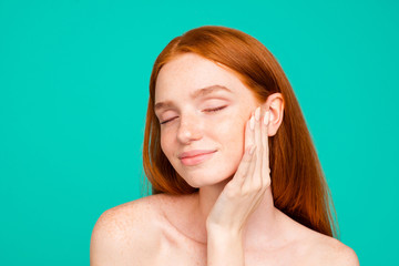 Advertising concept.  Close-up portrait of nude natural nice att