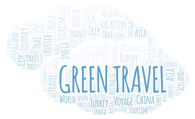 Obraz premium Green Travel word cloud.