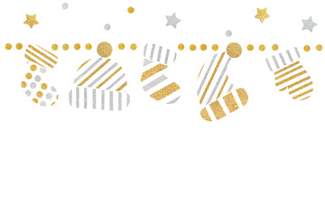 Winter cloth bunting paper cut on white background - isolated