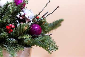 New year bunch with fir and dried flowers