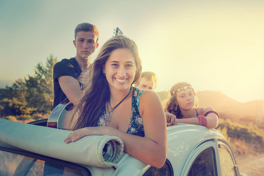 Happy group on vacations