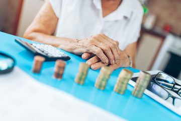 Obraz premium Senior woman checking her finances and invenstments