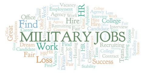 Obraz premium Military Jobs word cloud.