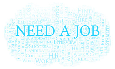 Obraz premium Need A Job word cloud.