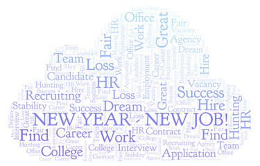 Obraz premium New Year New Job word cloud.