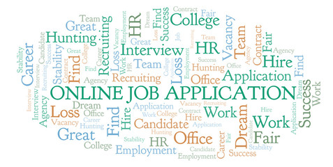 Obraz premium Online Job Application word cloud.