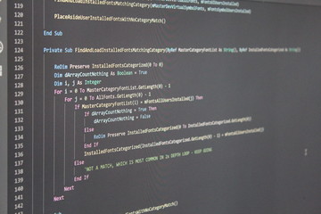 Visual Basic code listing