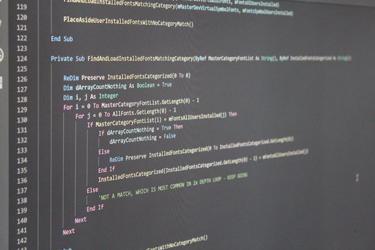 Visual Basic code listing