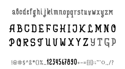 Hand drawn typeface set isolated on white. Vector logo font. Typography alphabet for your designs: logo, typeface, card, wedding invitation.