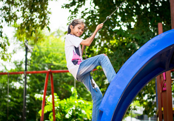 happy child playing playground