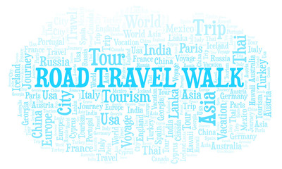 Fototapeta premium Road Travel Walk word cloud.