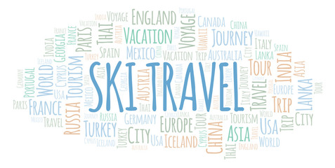 Obraz premium Ski Travel word cloud.