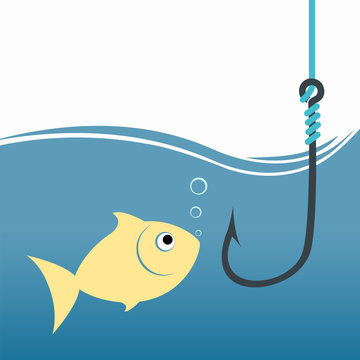 Goldfish with fish hook. Fishing bait. Stock vector Stock Vector
