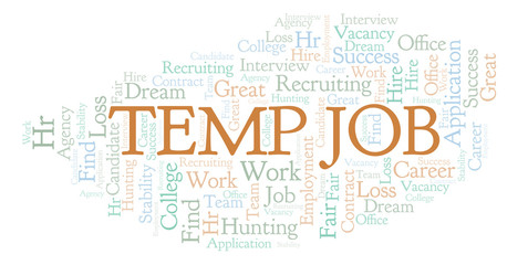 Fototapeta premium Temp Job word cloud.