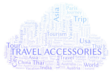 Fototapeta premium Travel Accessories word cloud.