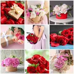 Obraz na płótnie Canvas Set of beautiful flower bouquets