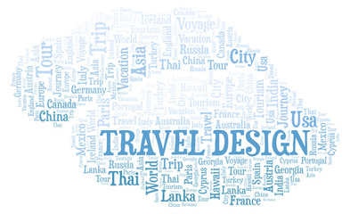 Travel Design word cloud.